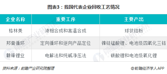 圖表3：我國代表企業(yè)回收工藝情況  